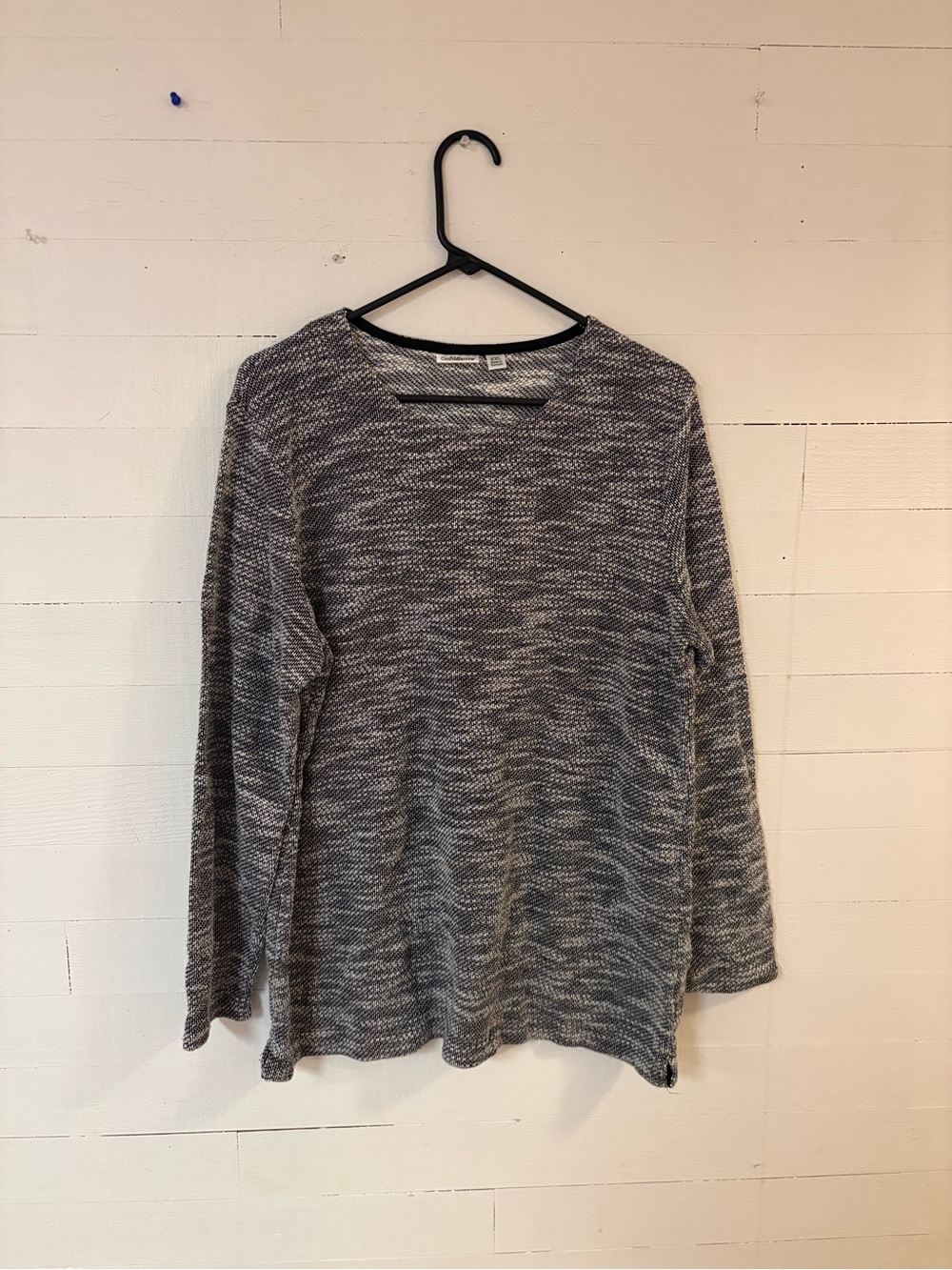 Croft & Barrow XXL Black White Marled Knit Long Sleeve Sweater